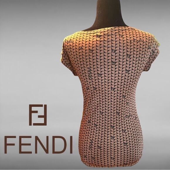 FENDI FF Vintage Contrast Geometric Top - Picture 3 of 7